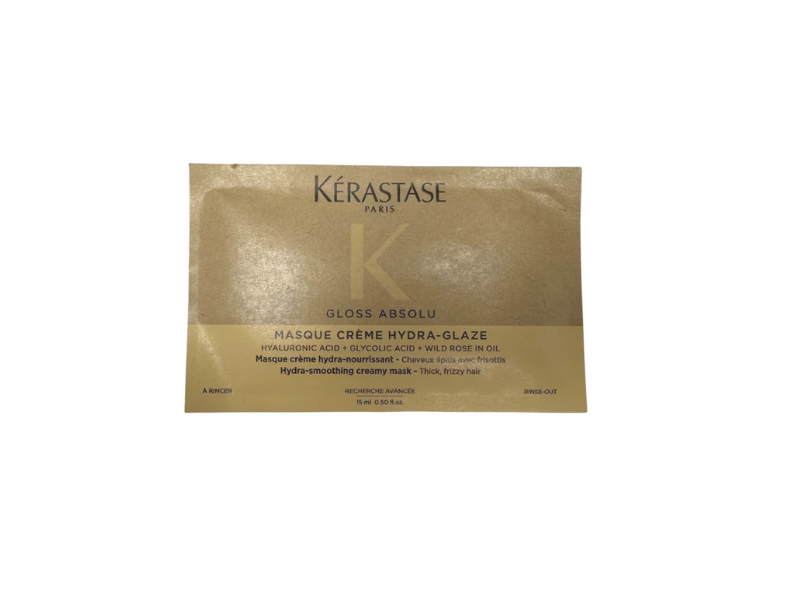 Kerastase Gloss Absolu Masque Creme Hydra-Glaze, Hyaluronic Acid+Glycolic Acid+Wild Rose In Oil, 0.50 fl oz/15 mL