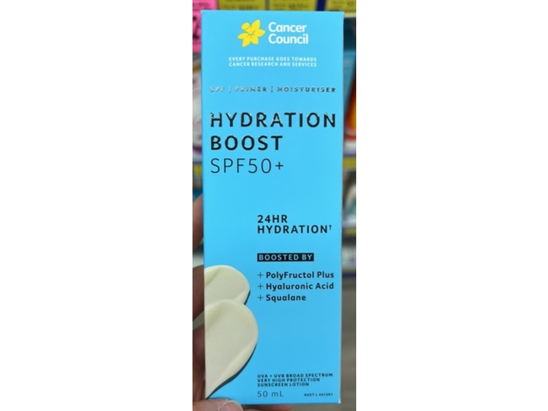 Cancer Council Hydration Boost Braod Spectrum Sunscreen Lotion, SPF 50+, 50 mL