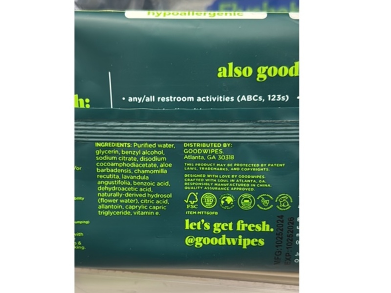 Goodwipes Botanical Bliss Flushable Wipes, 60 Count