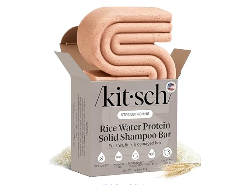 Kitsch Strengthening Solid Shampoo, Rice Water Protein, 3.2 fl oz/91 g