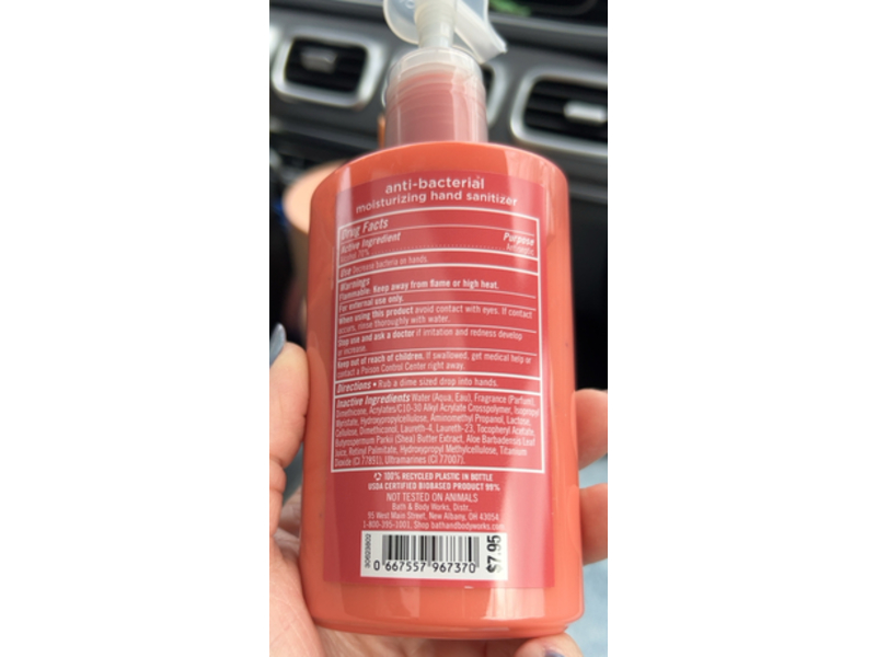 Bath & Body Works Anti-Bacterial Moisturizing Hand Sanitizer, Watermelon Lemonade, 7.6 fl oz/225 mL