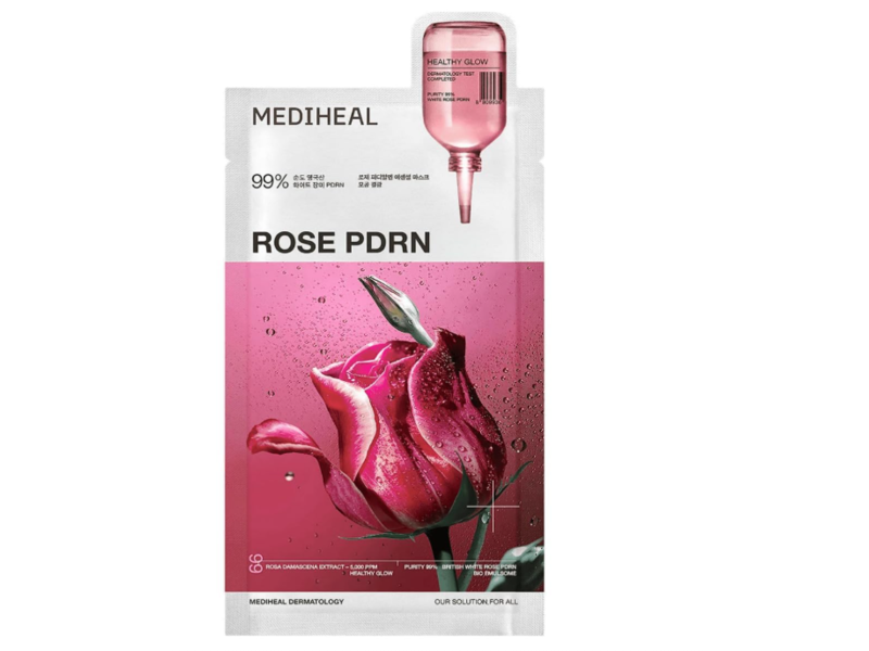 Mediheal Essential Sheet Mask, Rose Pdrn, 0.81 fl oz/24 mL