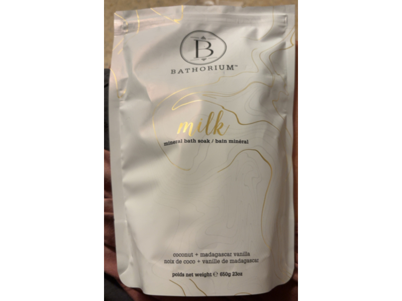 Bathorium Milk Mineral Bath Soak, Coconut+Madagascai Vanilla, 23 oz/650 g