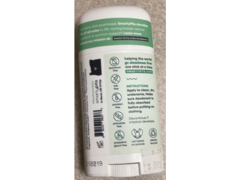 Smartypits Deodorant, Cool Cucumber, Sensitive Skin, 2.65 oz/75 g