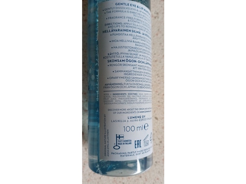 Lumene Herkka Gentle Eye & Lip Makeup Remover, 100 mL