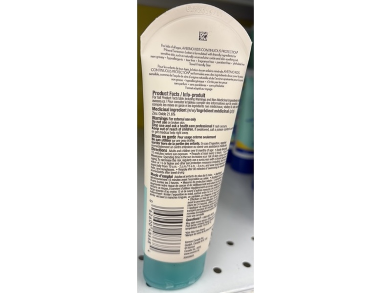 Aveeno Kids Mineral Sunscreen Lotion, SPF 50, 3 fl oz/88 mL