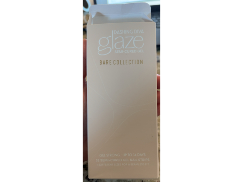 Dashing Diva Glaze Bare Collection Semi Cured Gel Nail Strips, Bone Nude, 32 Counts