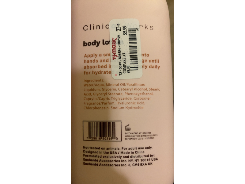 Clinical Works Hydrating & Softening Body Lotion, Vanilla Shea + Hyaluronic Acid, 16.9 fl oz/500 mL
