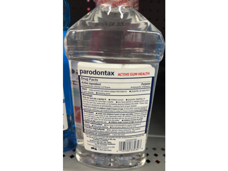 arodontax Active Gum Health Mouthwash, Clear Mint, 16.9 fl oz/500 mL, Pack Of 3