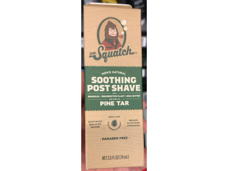 Dr. Squatch Men's Natural Soothing Post Shave, Pine Tar, 2.5 fl oz/74 mL