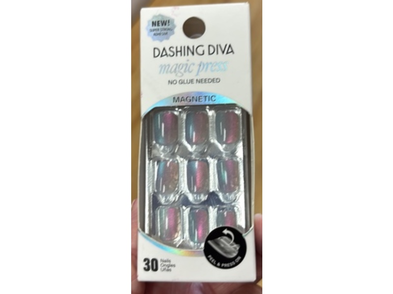 Dashing Diva Magic Press Magnetic Nails, Glamour Glitch, 30 Count