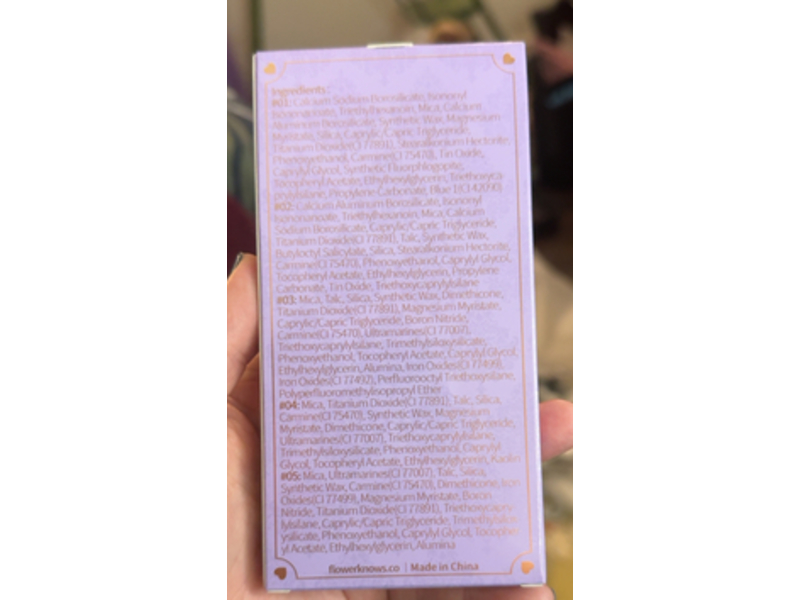 Flower Knows Strawberry Rococo Five Color Eyeshadow Palette, G01 Starmoon Strawberry, 0.21 oz/6 g