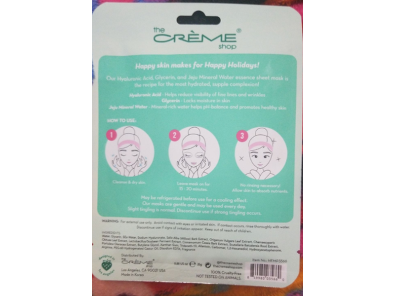 The Creme Shop The Most Hydration Essence Sheet Mask Hyaluronic Acid + Glycerin, 0.88 oz/25 g