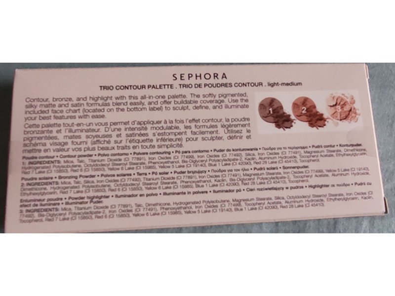 Sephora Contour Trio Contour Pallate, Light Medium,126 oz/36 g