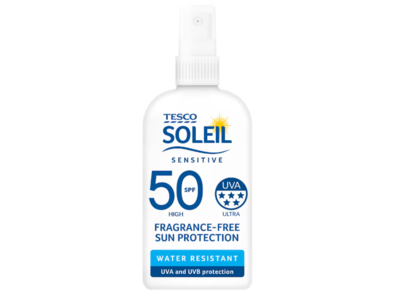 Tesco Soleil Sensitive Sun Protection Spray, SPF 50, 200mL