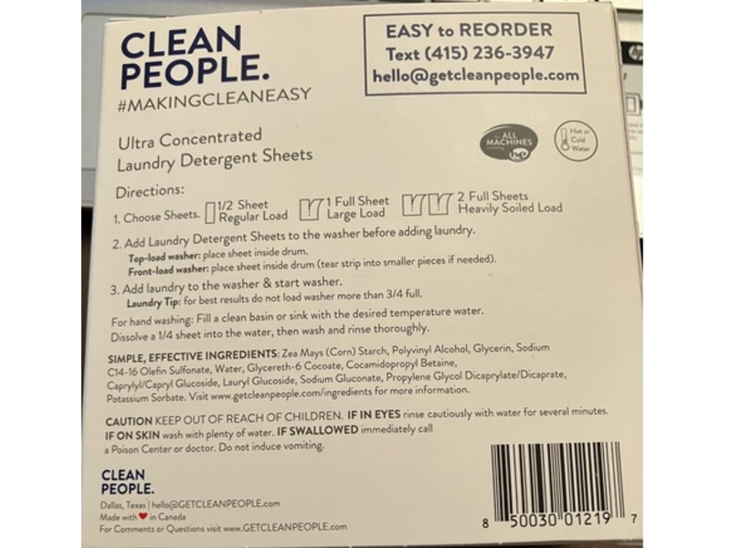 Clean People. Fragrance Free Laundry Detergent Sheets, 96 Loads, 48 Count