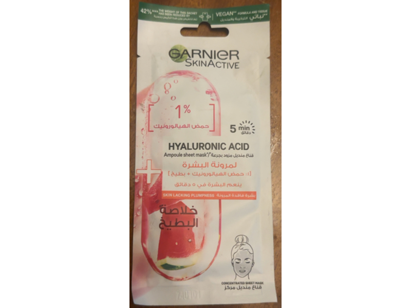 Garnier Hyaluronic Acid Ampoule sheet mask, Watermelon, 15 g