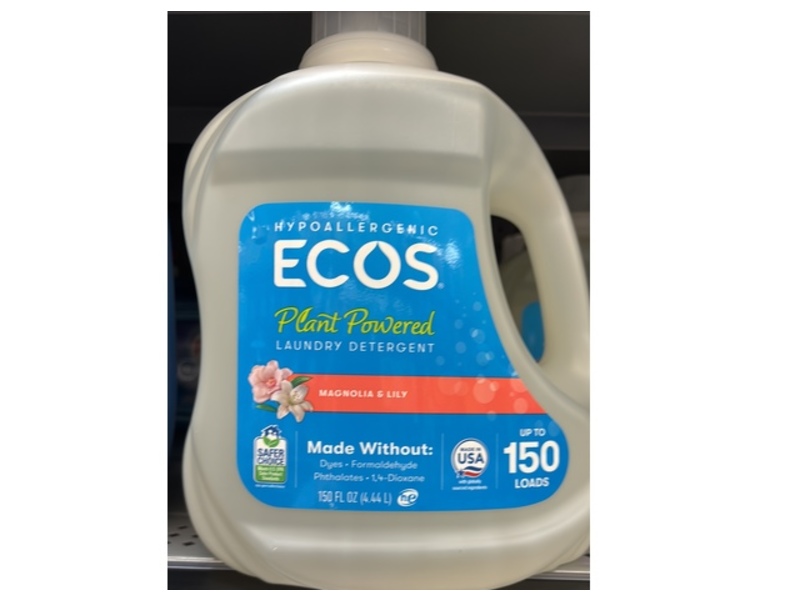 Ecos Hypoallergenic Plant Powered Laundry Detergent, Magnolia & Lily, 150 Loads, 150 fl oz/4.44 L