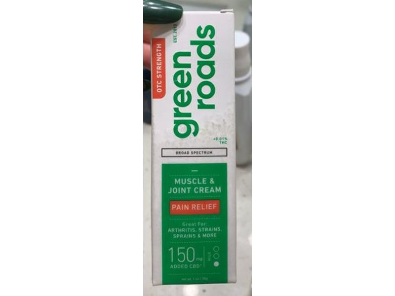 Green Roads Muscle & Joint Pain Relief Cream, Otc Strength, 150 mg, 1 oz/30 g