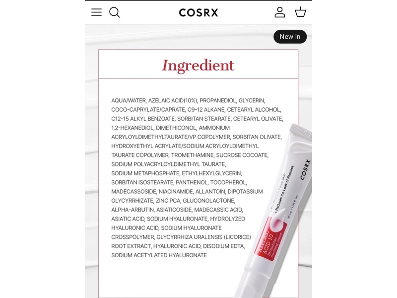 COSRX B5 Redness Soothing Cream, Azelaic Acid 10, 1.01 fl oz/30 mL
