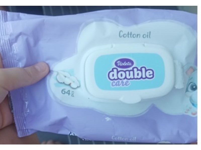 Violeta Double Care Baby Wet Wipes, Cotton Oil, 64 Count