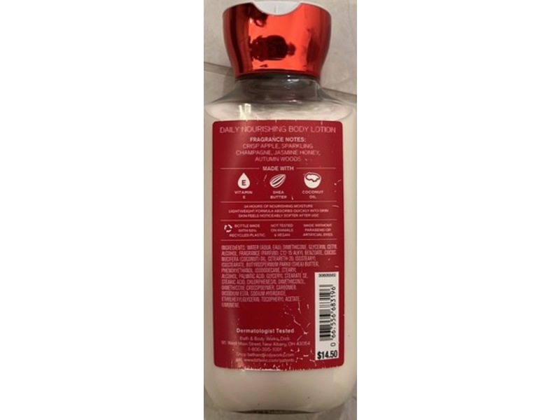 Bath & Body Works Daily Nourishing Body Lotion, Champagne Apple & Honey, 8 oz/236 mL
