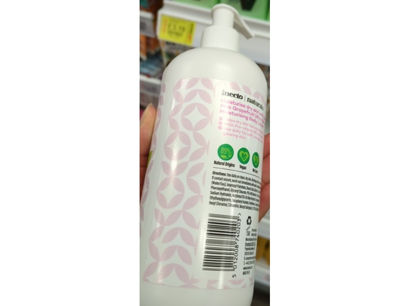 Inecto Naturals Ultra-Glow Moisturizing Body Lotion, Pink Grapefruit, 16.9 fl oz/500 mL