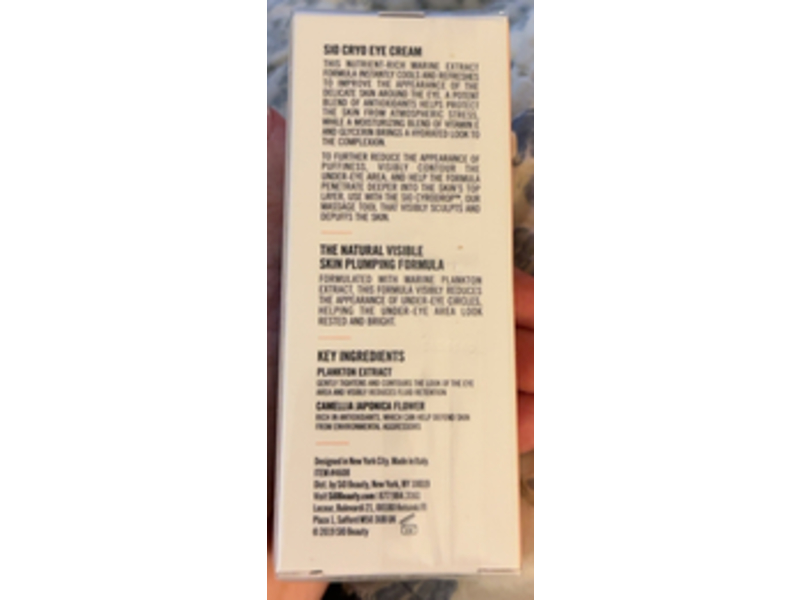 Sio Cryo Eye Cream Refreshing & Contouring Treatment, 0.5 fl oz/15 mL