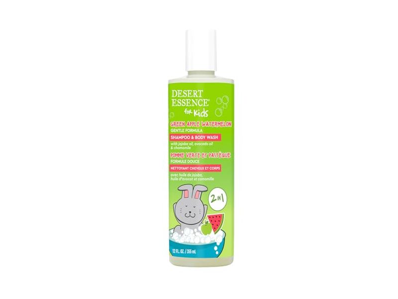 Desert Essence Kids 2 In 1 Shampoo & Body Wash, Green Apple Watermelon, 12 fl oz/355 mL