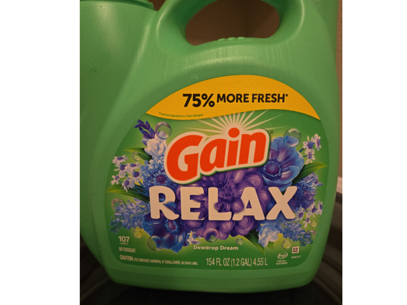 Gain Relax Liquid Laundry Detergent, Dewdrop Dream, 107 Loads, 154 fl oz/4.55 L