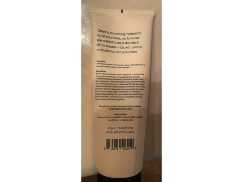 Lovedº1 Face + Body Moisturizer, Rosehip & Sea Buckthorn, 6 fl oz/177 mL, Pack Of 2