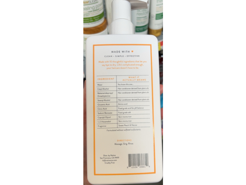 Native Moisturizing Conditioner, Sweet Peach & Nectar, 16.5 fl oz/487 mL