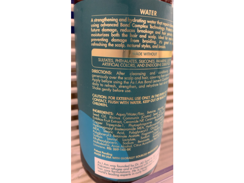 As I Am Bond Water, 16 fl oz/475 mL
