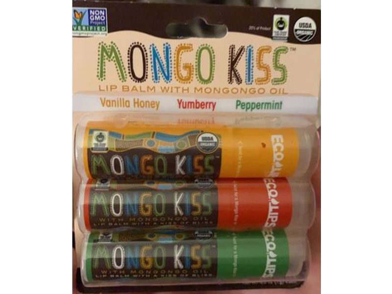 Eco Lips Mongo Kiss Lip Balm, Mongongo Oil, 0.25 oz/7 g, Pack Of 3