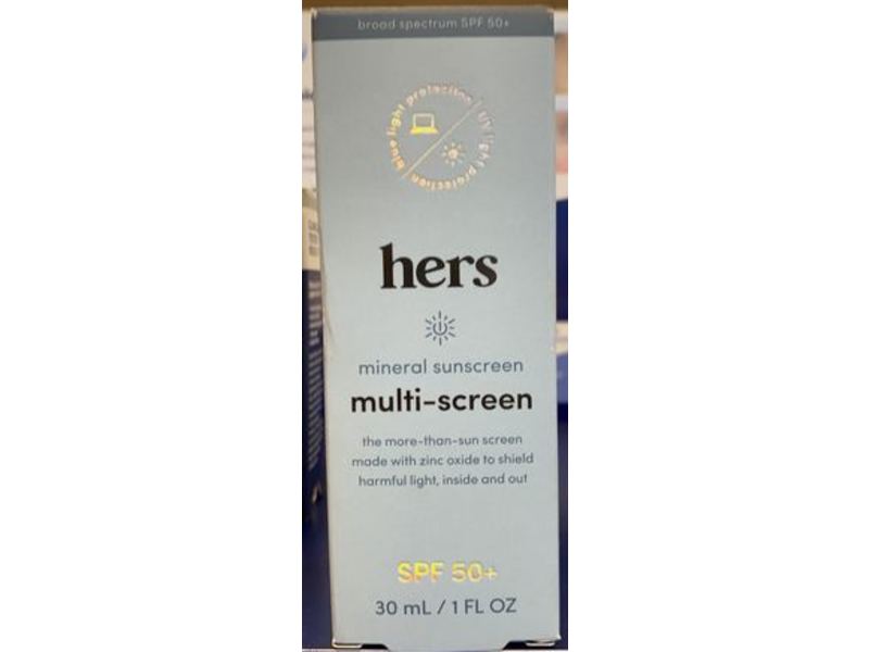 hers Multi-Screen Mineral Sunscreen, SPF 50+, 1 fl oz/30 mL