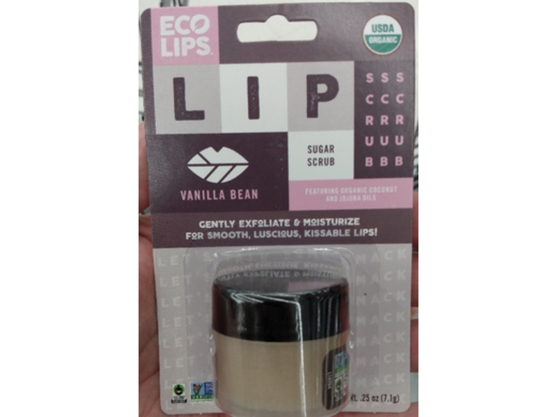 Eco Lips Lip Sugar Scrub, Vanilla Bean, 0.25 oz/7.1g