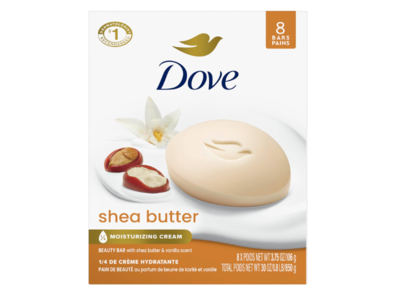 Dove Moisturizing Cream Beauty Bar, Shea Butter, 3.75 oz/106 g, Pack of 8