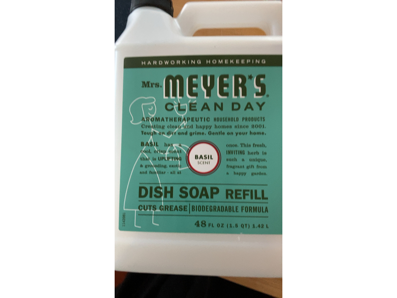 Mrs. Meyer's Liquid Dish Soap Refill, Basil, 48 fl oz/1.42 L