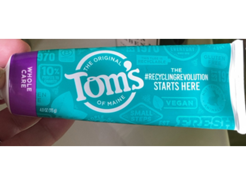 Tom's of Maine Whole Care Tooth Paste, Peppermint, 4 oz/113 g, Pack Of 3