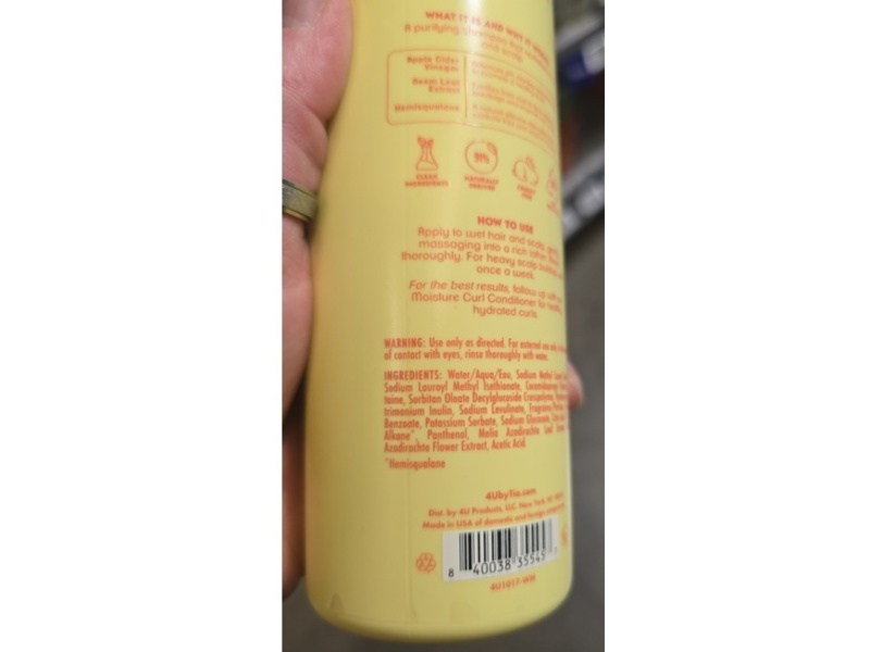 4u By Tia Clarifying Shampoo, Apple Cider Vinegar, Neem Leaf Extract, Hemisqualane, 13 fl oz/384 mL
