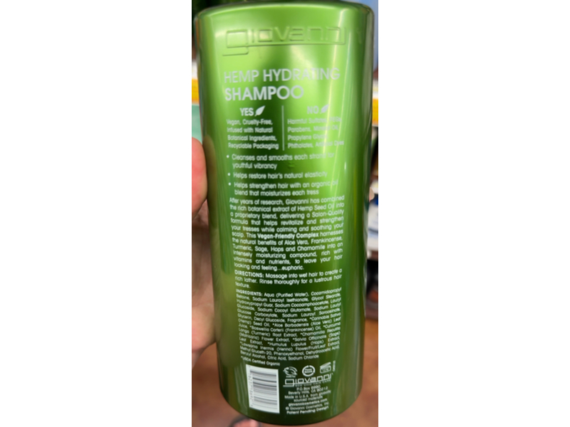 Giovanni Hydrating Shampoo, Hemp, 24 fl oz/710 mL