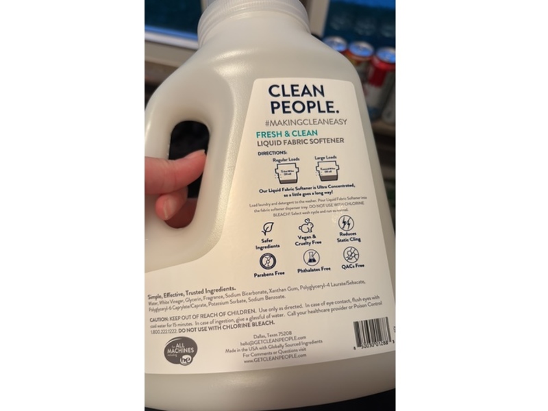 The Clean People Liquid Fabric Softener, Fresh & Clean, 70 Loads, 50 fl oz/1.48 L
