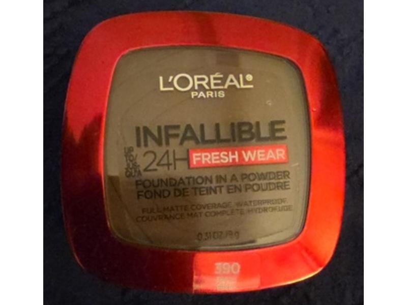 L'Oreal Paris Makeup Infallible Fresh Wear Foundation In A Powder, 390 Ebony, 0.31 oz/9 g