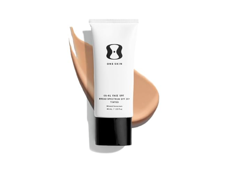 One Skin OS-01 Face Tinted Mineral Sunscreen, Light Medium, SPF 30+ PA+++, 1.35 fl oz/40 mL