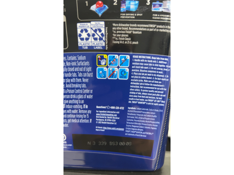 Finish Powerball Quantum Automatic Dishwasher Detergent, 19.8 oz/562 g, 45 Count