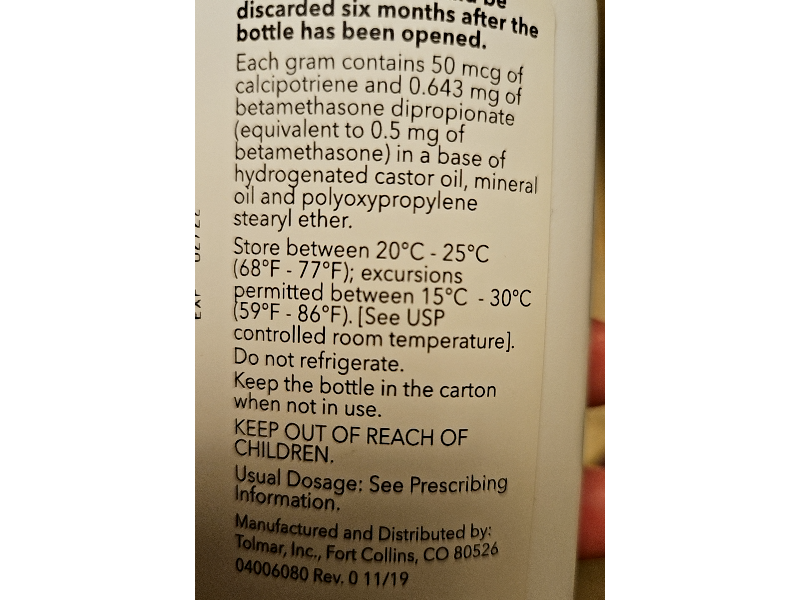 Calcipotriene and Betamethasone Dipropionate Topical Suspension, 0.005 % / 0.064 %, 60 g, Tolmar (Rx)