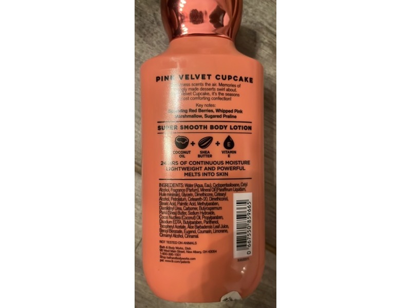 Bath & Body Works Pink Velvet Cupcake Body Lotion, Shea Butter + Vitamin E, 8 fl oz/226 mL