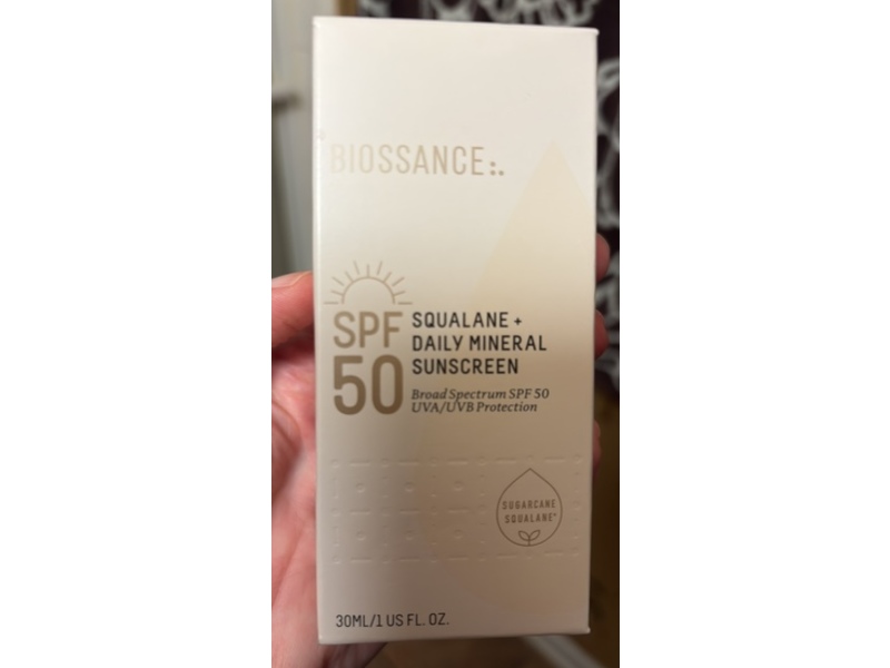 Biossance Squalane + Daily Mineral Sunscreen, SPF 50 Sugarcane Squalane , 1 fl oz/30 mL