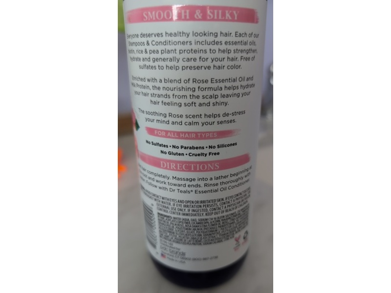 Dr Teal's Essential Oil Shampoo, Rose & Milk, 16 fl oz/473 mL