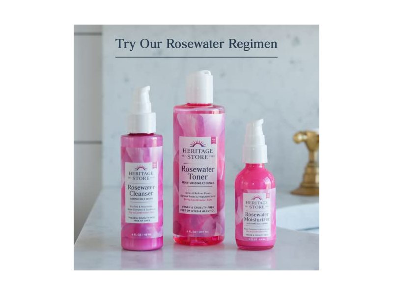 Heritage Store Hydrating Facial Splash, Rosewater & Glycerin, 4 fl oz/118 mL